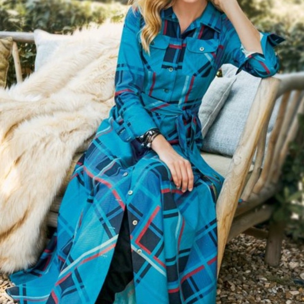 LIKE NEW Soft Surroundings Scotia Plaid Shirtdress L